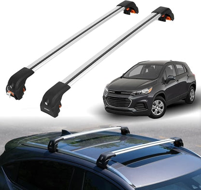 ERKUL Heavy Duty Roof Rack Cross Bars for Chevrolet Trax 2013-2022 | Upgraded Aero Aluminum Crossbars with Smart Clamp System | Compatible with Flush Rails - Silver