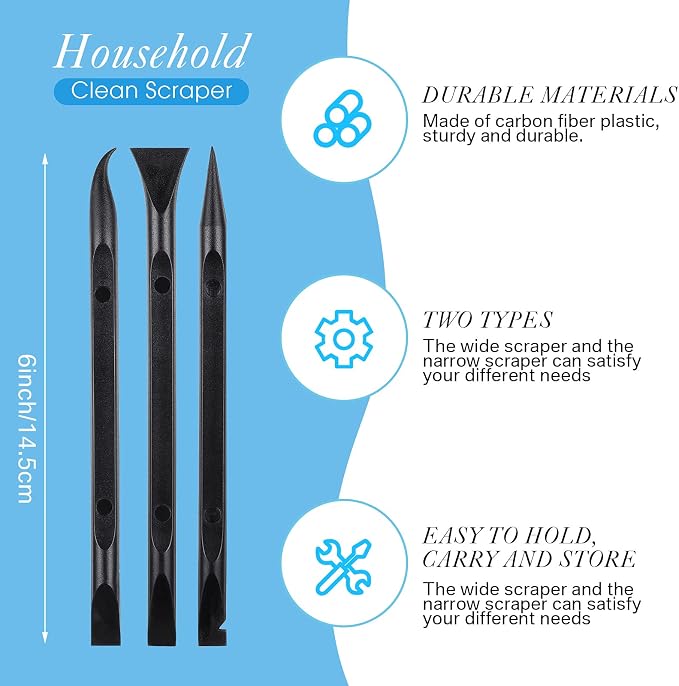 9 Pieces Plastic Scraper Tool Scratch Free Crevice Cleaning Sticker Remover Tool Multipurpose Non Scratch Scrapers for Tight Spaces, Kitchen, Crevices, Auto Detailing, Paint