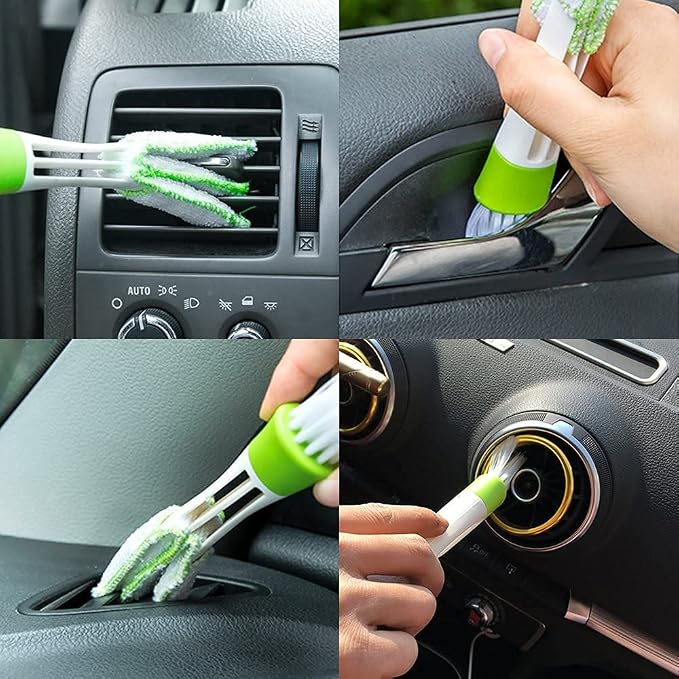 Mini Dust Collector Suitable for Car Vent 3 Piece Set Car Air Conditioner Cleaner and Brush Dust Cloth Tool Suitable for Keyboard Window Leaf Curtain Shutter