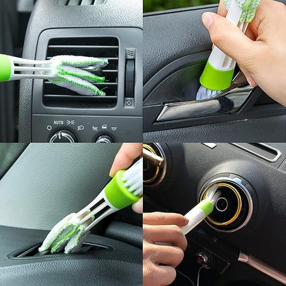 Mini Dust Collector Suitable for Car Vent 3 Piece Set Car Air Conditioner Cleaner and Brush Dust Cloth Tool Suitable for Keyboard Window Leaf Curtain Shutter
