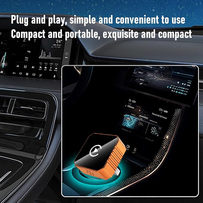 Wireless Car Adapter, Plug and Play Bluetooth WiFi Dual Band Support for car Integration Auto, with Aluminum Alloy Shell and Intelligent Voice Control (Color Pattern)