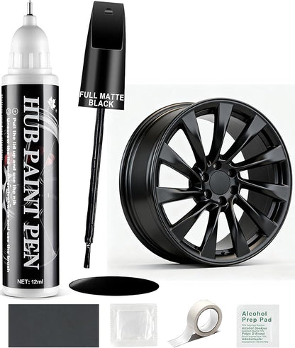Amiss Full Matte Black Rim Repair Kit, Wheel Paint and Rim Paint Touch Up Pen for Curb Rash, Universal Alloy Wheel Scratch Repair for Scratches and Scuffs, Car Accessories (Full Matte Black)