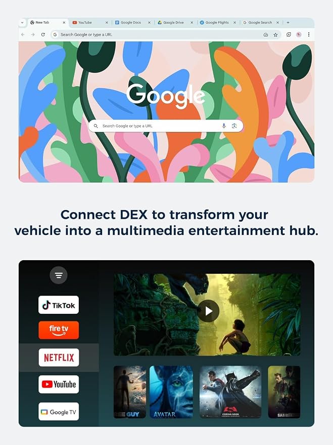 Android Auto Wireless Adapter Compatible with Samsung DeX,Wireless Android Auto Adapter Support YouTube, Netflix,Car Streaming Device,DeX Station, Desktop Experience for Car