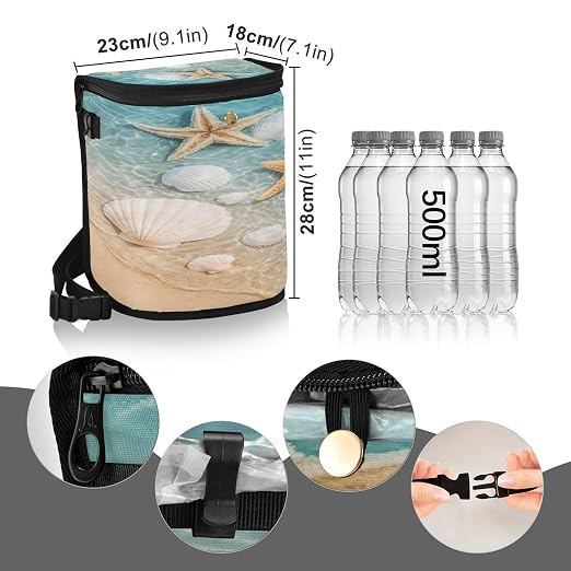senya Car Trash Can Car Garbage Can Car Waste Basket,Starfish Seashell on Beach Leak-Proof Car Trash Bin, Car Trash Hanging Car Accessories Interior Car Organizer Bag