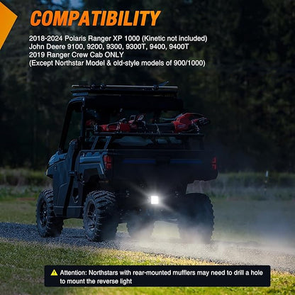Nilight Ranger Backup Light 48W Flood Reverse Rear Lights Tractor LED Pod Lighting Plug and Play Kit Compatible with Polaris Ranger 1000 XP Crew 2018 2019 2020 2021 2022 2023 2024
