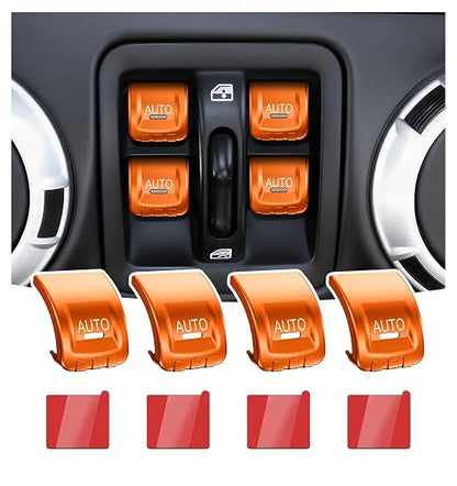 Upgrade Metal Window Switch Button Cover Fit for Jeep Wrangler JK JKU 2018 2017 2016 2015 2014 2013 2012 2011 Accessories,Interior Trim Kit 4PCS (Orange)