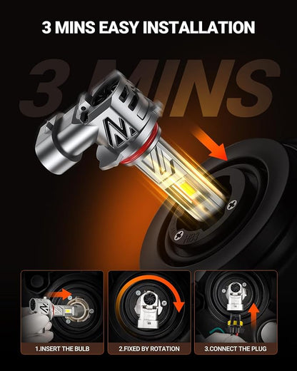 SEALIGHT 𝟗𝟎𝟎𝟓 𝟗𝟎𝟎𝟔 Light Bulbs Combo, 900% 88,000LM HB3/9005 HB4/9006 LED Bulb Super Bright, 1:1 Real Size, 6500K Cool White, 80000Hrs Long Lifespan, 3MIN Plug and Play, Pack of 4