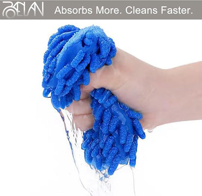 Raeyuan Car Wash Mitt - Premium Chenille Microfiber Wash Mitt for Car Cleaning, Scratch Free & Lint Free Washing Glove, Super Absorbent Noodle Sponge for Auto Detailing, SUV, Truck & Boat
