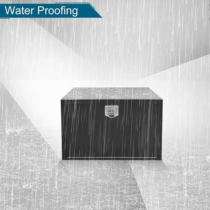 36"X23"X23" Underbody Truck Box Black Heavy Duty Steel Trailer Box Pick Up Truck Tool Box Storage Organizer w/Lock & eys