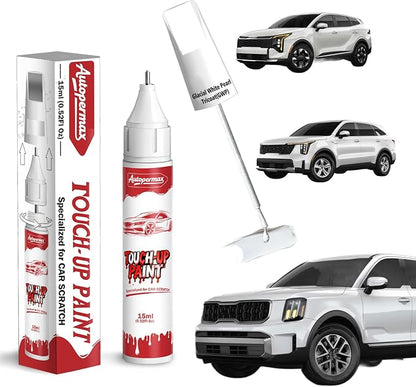 GWP Glacial White Pearl Tricoat Car Touch Up Paint for Kia, Color Accurate Two-In-One Car Paint Scratch Repair Pen, Professional Scratch Remover for Vehicles Chips and Nicks Scuff
