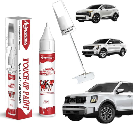 GWP Glacial White Pearl Tricoat Car Touch Up Paint for Kia, Color Accurate Two-In-One Car Paint Scratch Repair Pen, Professional Scratch Remover for Vehicles Chips and Nicks Scuff