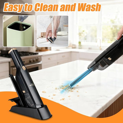 Handheld Vacuum Cordless,Dust Busters Cordless with Storage Dock,15KPA High Power Portable Vacuum Vordless,USB Quick Charge,Mini Vacuum with Multi-Nozzles & Washable Filter，Black