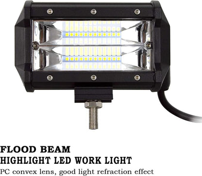Willpower 2 Pieces 5 inch 72W Flood Led Work Light Bar Driving Boat Off Road Lights for Jeep SUV Truck ATVs, 12V-24V IP67 (5 inch)