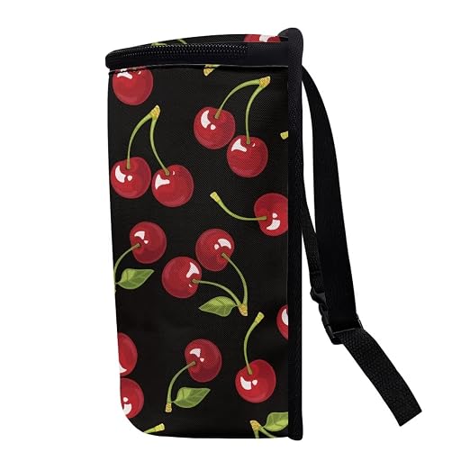 Talayituse Black Cherry Pattern Car Trash Can with Lid, Leak Proof Auto Trash Bag Hanging Vehicle Garbage Can Multipurpose Storage Container for Back Seat Road Trip