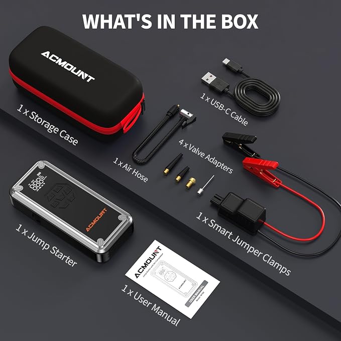 W160 Jump Starter with Air Compressor, 5000A Portable Car Jump Starter 150PSI Tire Inflator/Air Pump, 12V Battery(Up to 9L Gas/8L Diesel Engine) Jump Pack Car Emergency Kit Idea Gift for Man (Silver)