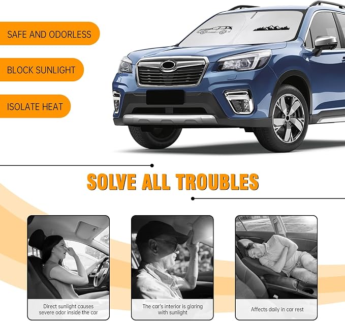 Front Windshield Sun Shade Compatible with Subaru Forester 2019-2023 2024 2025 2026, Sun Visor Protector Blocks UV Rays Sunshade for Forester Foldable Interior Accessories