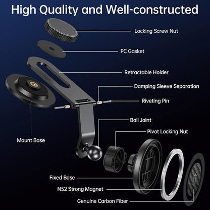 SYNCWIRE Fits MagSafe Car Mount for Universal Dashboard,Tesla Screen,Magnetic Phone Holder for Car, Foldable Aluminum Alloy Arm, Super Stable Car Mount for iPhone 17 Pro Max 16 15 14 13 12&All Phones