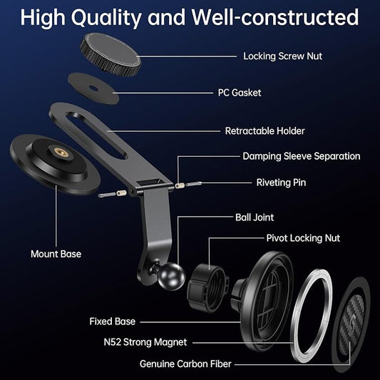 SYNCWIRE Fits MagSafe Car Mount for Universal Dashboard,Tesla Screen,Magnetic Phone Holder for Car, Foldable Aluminum Alloy Arm, Super Stable Car Mount for iPhone 17 Pro Max 16 15 14 13 12&All Phones