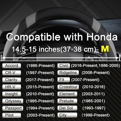 West Llama Customized Auto Car Steering Wheel Cover for Honda Accord CR-V HR-V Pilot Odyssey (Black+Gray-Standard Size)