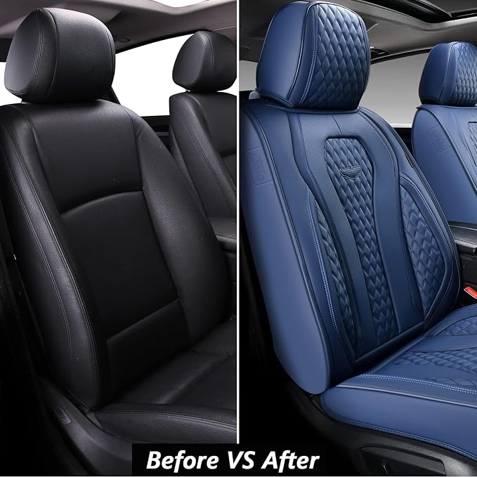Coverado Seat Covers, Car Seat Covers Front Seats, Blue Car Seat Cover, Waterproof Car Seat Covers, Car Seat Cushion, Front Car Seat Covers Leatherette Car Seat Protector Universal Fit Most Cars