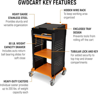 GEARWRENCH 5 pc. Automotive Diagnostic Set with Cart – 10" Bidirectional Diagnostic Tablet, TPMS Programming Tool & 20 Rubber Valve Sensors, HD USB-C Endoscope Camera, Mobile Work Cart | GWSMARTMOD