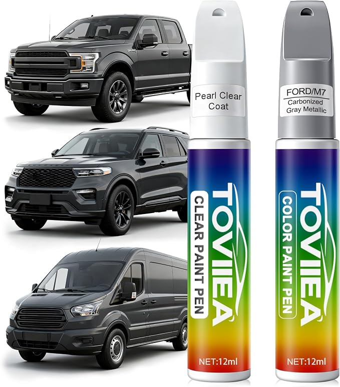 Carbonized Gray Metallic(M7/M7458) Touch Up Paint Compatible with Ford,2-In-1 Car Scratch Remover Pen,Car Paint Scratch Repair Kit for Scratches,Chips & Nicks,2-PCS SET
