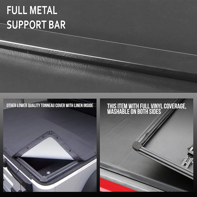 DNA Motoring Truck Bed Soft Tri-Fold Adjustable Tonneau Cover Compatible with 94-04 S10 / Sonoma 6 Feet Fleetside Bed, TTC-TRISOFT-040
