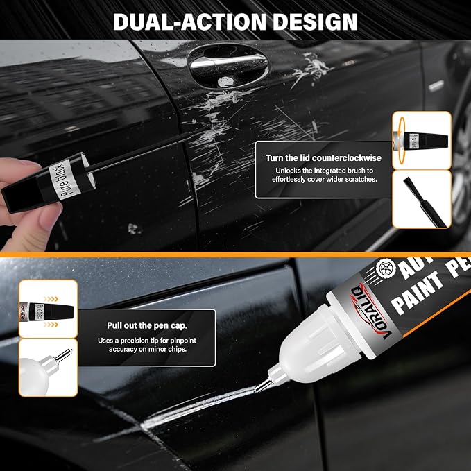 Touch Up Paint for Cars, 3-Pack - Black Car Scratch Repair Pen, Color Accurate Automotive Touch Up Paint, Long-Lasting Scratch Resistance, Fast-Drying & User-Friendly, Safe & Water-Resistant for Automotive & Household Touch-Ups