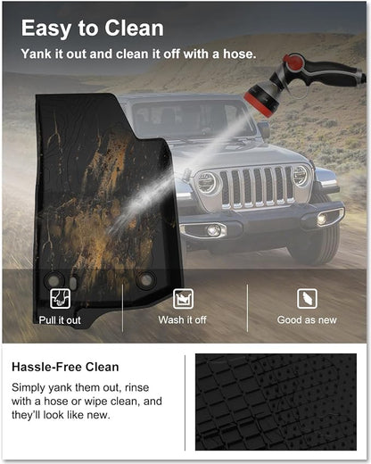 KIWI MASTER Floor Mats for 2020-2026 Jeep Gladiator JT, OEM Replacement 82215626AB, Custom Fit All Weather Car Mats, Heavy Duty TPE Floor Liners, Front & Rear 2 Row, Black