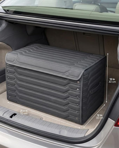 Owleys Car Trunk Organizer For Shoes - Storage Crate For SUV, Sedan Or Truck - Foldable Cargo Bin For Travel Gear & Sports Kits - Practical Holiday Gifts For Drivers (Highway 21.6 inch)