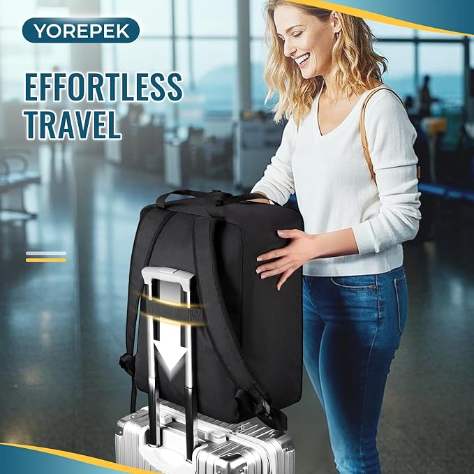 YOREPEK Backless Booster Car Seat Travel Bag Backpack for Airplane, Foldable Booster Car Seat Cover with Lauggage Strap, Compact Stroller Bag for Airplane Fits for Gb Pockit(All Black)
