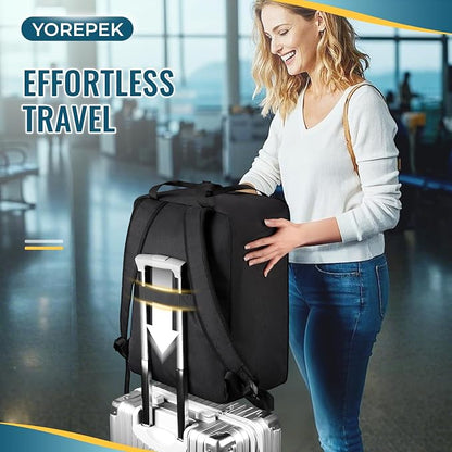 YOREPEK Backless Booster Car Seat Travel Bag Backpack for Airplane, Foldable Booster Car Seat Cover with Lauggage Strap, Compact Stroller Bag for Airplane Fits for Gb Pockit(All Black)