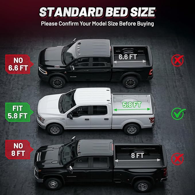 BDFHYK Hard Tri Fold Tonneau Cover Fits Chevy Silverado 1500 2019-2026 5.8 FT Bed, Crew Cab, Waterproof Low Profile Truck Bed Cover with Anti-Theft Lock, Easy Install for Camping and Work Trucks