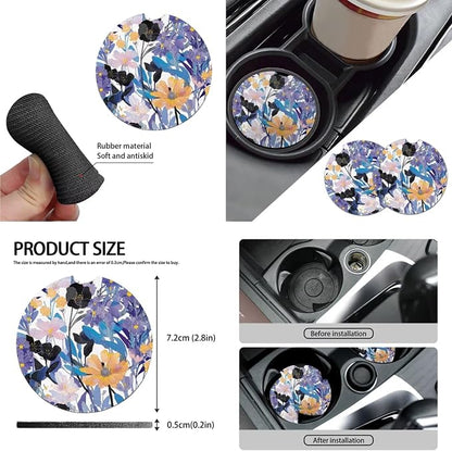 10 Pack Abstract Flower Car Seat Covers, Watercolor Flowers Field Front Seats Rear Bench Car Seat Protectors, Countryside Floral Universal Cars Interior Covers
