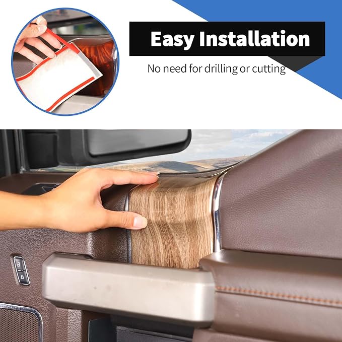 Voodonala for F150 2015-2020 Interior Door Handle Cover with Door Panel Cover Compatible with Ford F-150 2015-2020, F150 Interior Accessories 8Pcs(ABS,Wood)