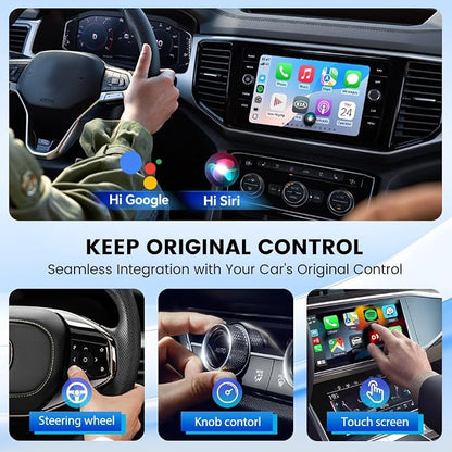 CarlinKit 5.0 Wireless Android Auto & Apple CarPlay Adapter - Fast & Stable USB Dongle for Factory Wired CarPlay Cars - Plug&Play, Easy Setup