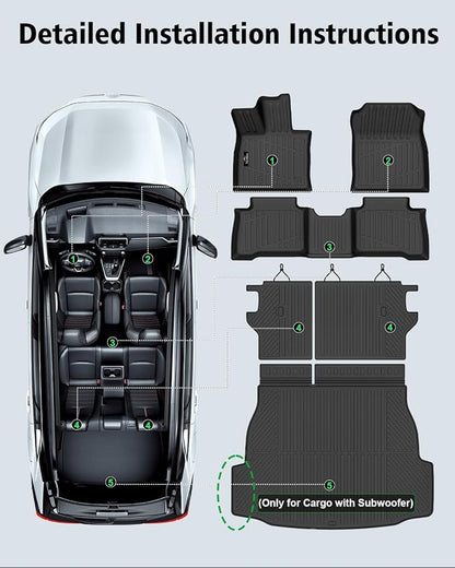 Floor Mats Custom for Toyota RAV4 Hybrid 2026 (Only for Cargo Area with Subwoofer) (Not for Phev) Trunk Mat with Backrest Mat All Weather TPE Full Set Cargo Liners for RAV-4 2026 Accessories, Black