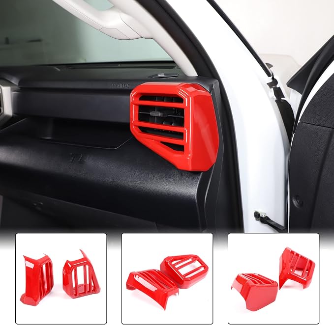 Aunginsy Center Console Side Air Conditioning Outlet Trim Cover Compatible with Toyota Tundra/Sequoia 2022-2026, ABS Dashboard Side A/C Wind Vent Panel Decorative Frame Protector Interior Accessories