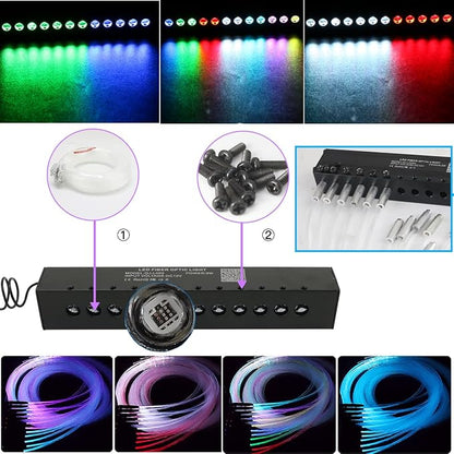 AZIMOM 16W Twinkle & Sound Activate 550pcs*0.03in*9.8ft Fiber Optic Starlight Headliner Kits+RGB Meteor Shooting Star,APP& Remote Control Light Engine End Glow Fiber Strands Home Car Ceiling Décor