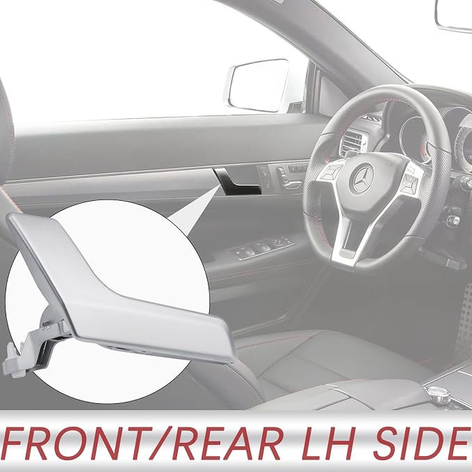 Metal Interior Door Handle Repair Kit | Compatible with Mercedes Benz W204 X204 C230 C250 C280 C300 C63 GLK250 GLK280 GLK300 | Inside Inner Front or Rear Left Driver Side Door Lever (Matter Sliver)