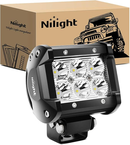 Nilight Led Pods 18W 1260LM Spot Off Road Driving Fog Light Bar Work Lighting for Truck Tractor Pickup Boat SUV ATV UTV 4WD Car 4x4 Van Camper Motorcycle Dirt Bike Golf Cart 12V 24V