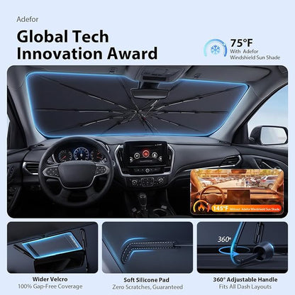2026 Upgraded Windshield Sun Shade Umbrella for Chevrolet Traverse [Precision Custom Fit, Superior UV & Heat Block] Cooling Tech Fabric, Durable Foldable with Storage Bag, Fits 2009-2026