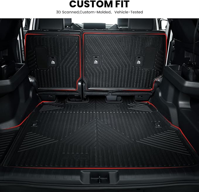 LASFIT Trunk Mat&Backrest Mat for Toyota 4Runner 2025-2026 5-Seater Gas Only(Not Fit Hybrid or 7-Seater), All Weather TPE Custom Fit Cargo Liner for 6th gen 4Runner SR5/TRD/Limited Cargo Mat