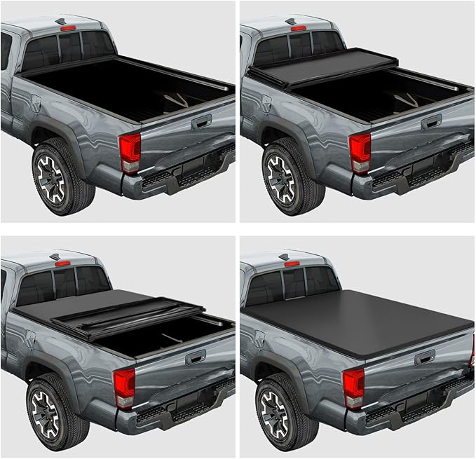 Vinyl Top Soft Tri-Fold Truck Bed Tonneau Cover Compatible with 2019-2024 Ford Ranger, fits 5ft Fleetside Bed Models