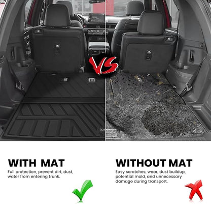 LASFIT Floor Mats & Trunk Mat with Backrest Mat for Honda Pilot 2023-2025 2026, Split & One-Piece Foldable Seating All Weather TPE Floor Liners 1st & 2nd & 3rd Row & Cargo Mat with Seatback Mat, Black