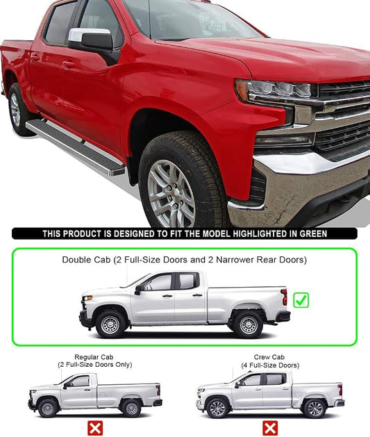 APS 304 Stainless Steel Polished 6in Side Steps Compatible with Silverado Sierra 1500 2019-2026 Extended Cab & 2500 3500 2020-2026 (Exclude 19 1500 LD)(Silverado 1500 LTD Sierra 1500 LD 2022)
