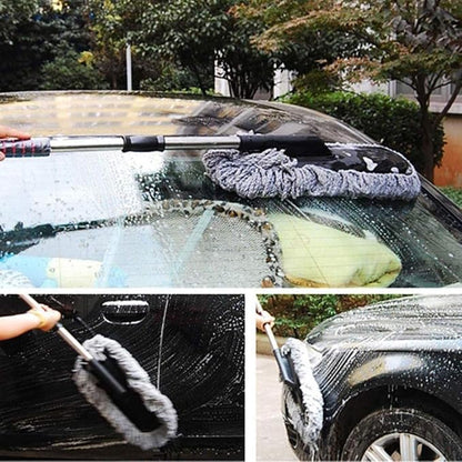 Removable Telescopic Car Wax Drag Nano Fiber Car Wash Brush Car Dusting Tool Car Mop Wax Dash Duster Exterior Interior Cleaning Kit (Premium Car Duster 1 Pcs Set, Gray)