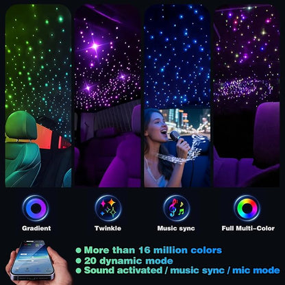 Twinkle Starlight Headliner Light,32W 1000pcs 13.1ft LED Star Ceiling Fiber Optic Light Kit APP/Remote Control for Car/Home/Party