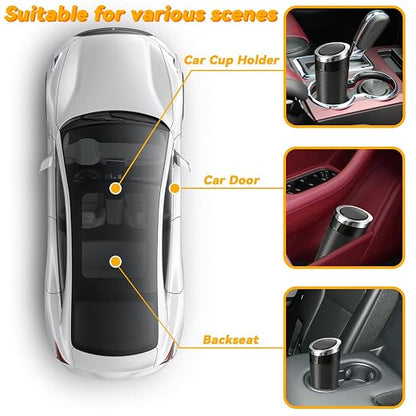 Car Trash Can Bin with Lid - 2 Pack, Leakproof Garbage Can for Vehicle, Mini Trash Bin with 180 Attached Trash Bags, Easy to Clean Cup Holder Trash Can for Car, Home, Office