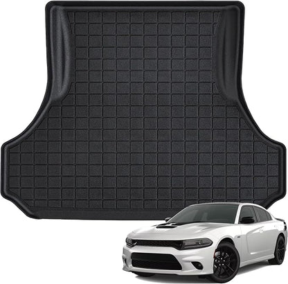All Weather Cargo Mat Fit for 2011-2023 Dodge Charger & Chrysler 300 TPE Rubber Cargo Liner Solterra Accessories All Season Guard Odorless Anti-Slip Cargo Tray Black